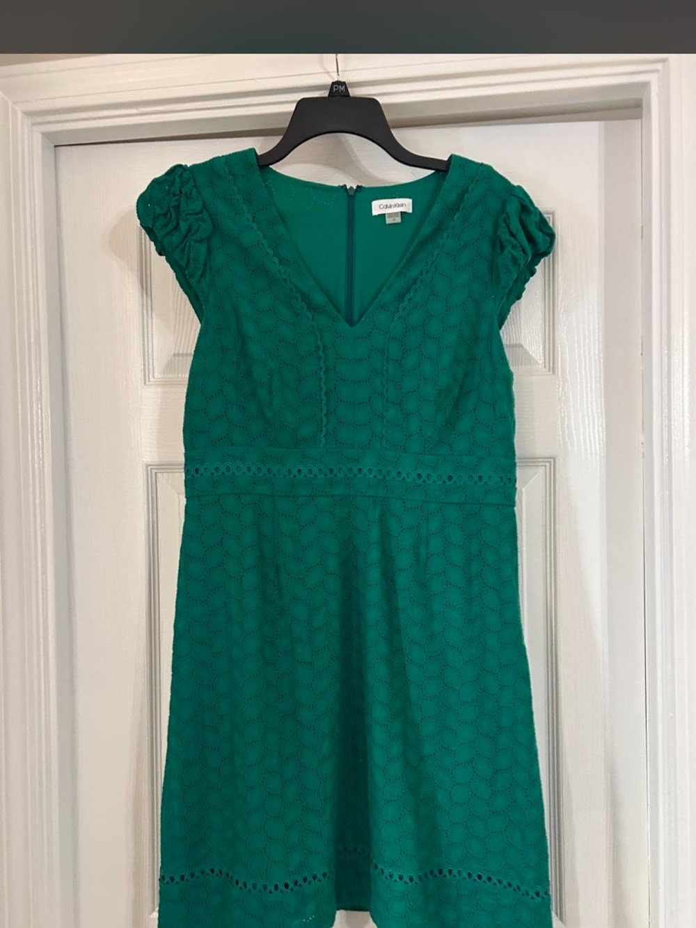 Calvin Klein Teal V-Neck Lace Fit & Flare Dress
